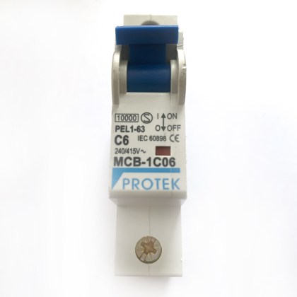 Protek PEL1-63 MCB-1C06 C6 6A 6 Amp MCB Circuit Breaker Type C